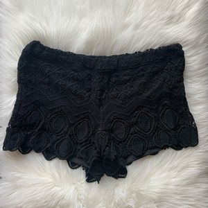 Black crochet shorts